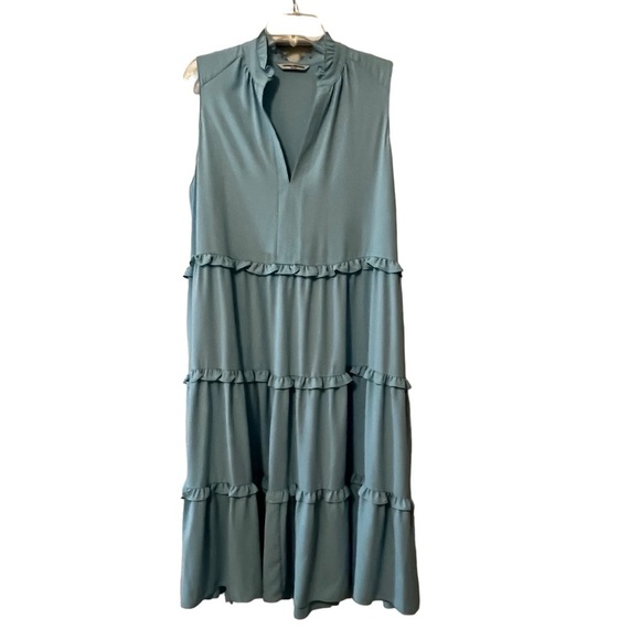 Amanda Uprichard x Revolve Ice Blue Wilma Midi Dress Tiered Ruffles Relaxed XL - Picture 10 of 16